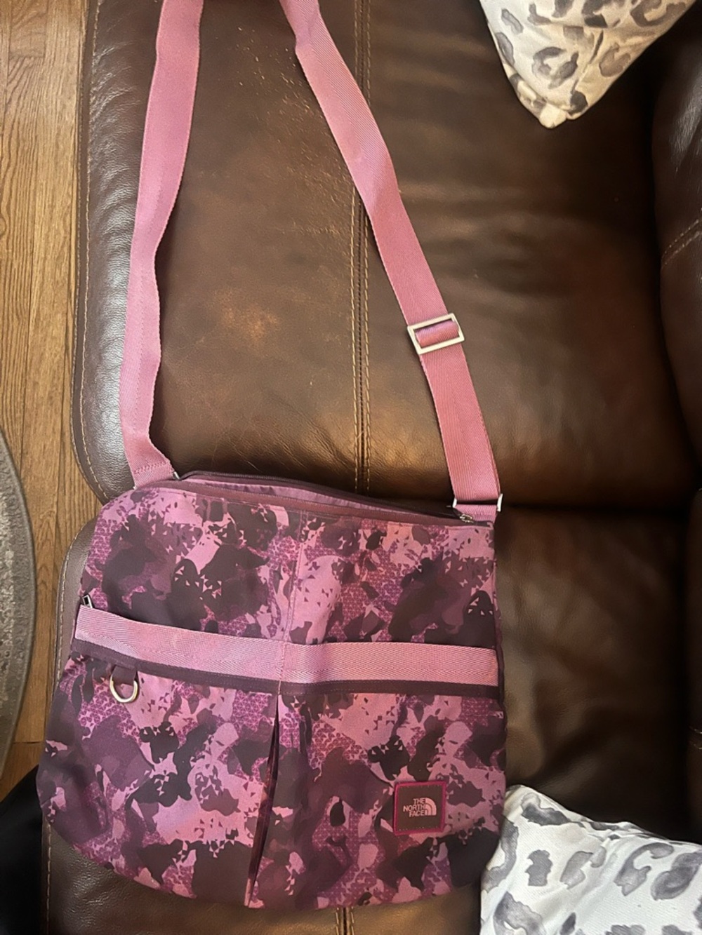 The North Face Pink and Purple Patterned Crossbody Bag